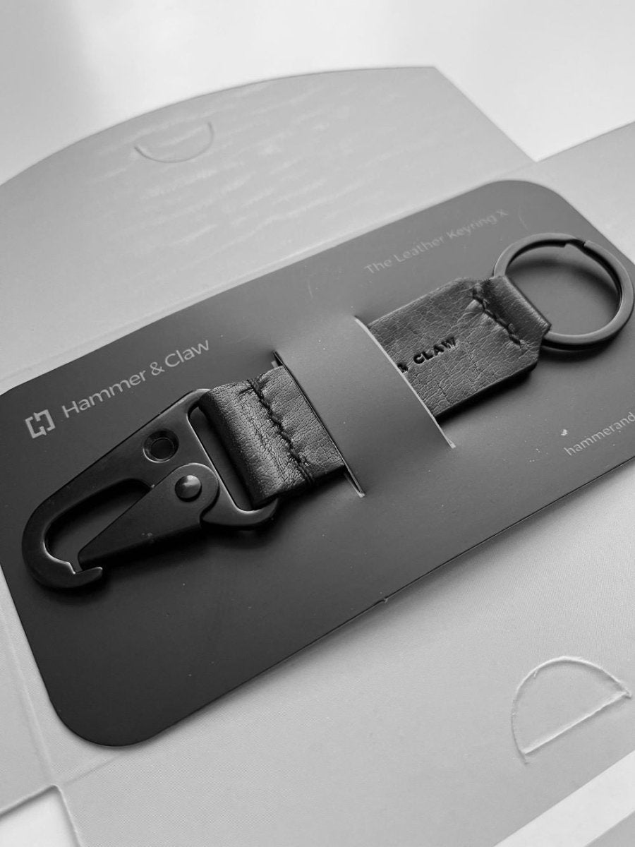 Leather Keyring X - Black