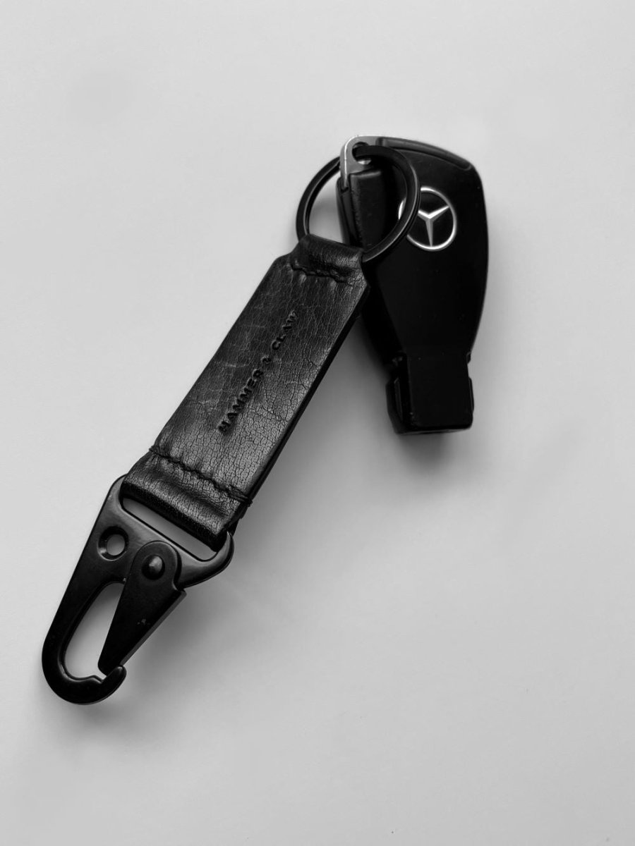 Leather Keyring X - Black