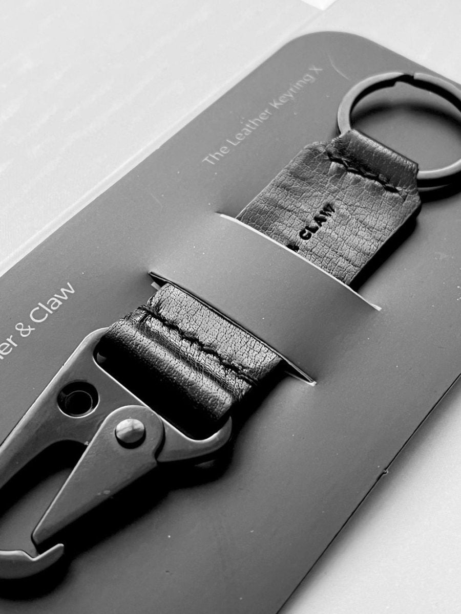 Leather Keyring X - Black